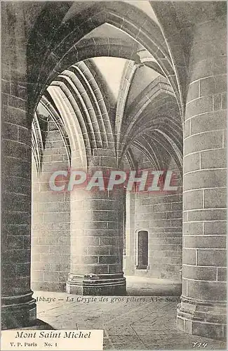 Ansichtskarte AK Abbaye La Crypte des gros piliers Mont Saint Michel