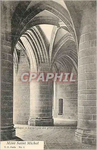 Cartes postales Abbaye La Crypte des gros piliers Mont Saint Michel