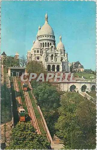 Cartes postales moderne Paris et ses Merveilles Basilique du Sacre Coeur de Mont Mitre et le Funiculaire