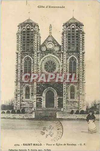 Cartes postales Saint Malo Place et Eglise de Rocabey