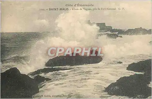 Cartes postales Saint Malo Etude de Vagues pres le Fort National