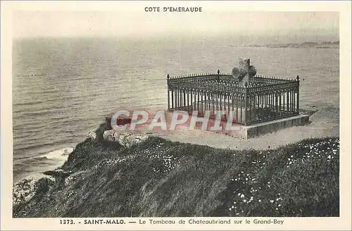 Cartes postales Saint Malo Le Tombeau de Chateaubriand sur le Grand Bey