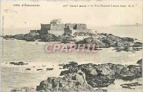 Cartes postales Saint Malo Le Fort National a maree haute