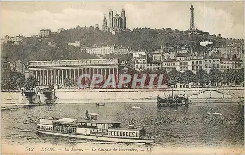 Ansichtskarte AK Lyon La Saone Le Coleau de Fourviere Bateau