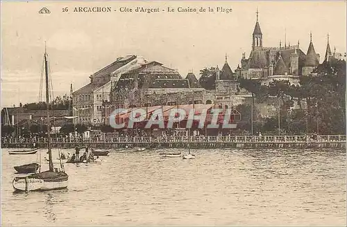 Ansichtskarte AK Arcachon Cote d'Argent Le Casino de la Plage Bateau Patisserie