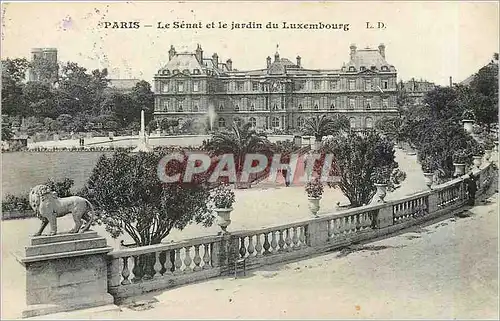 Cartes postales Paris Le Senat et le jardin du Luxembourg Lion