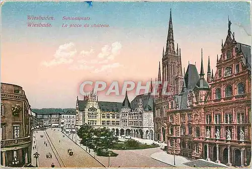 Cartes postales Wiesbade La place du chateau