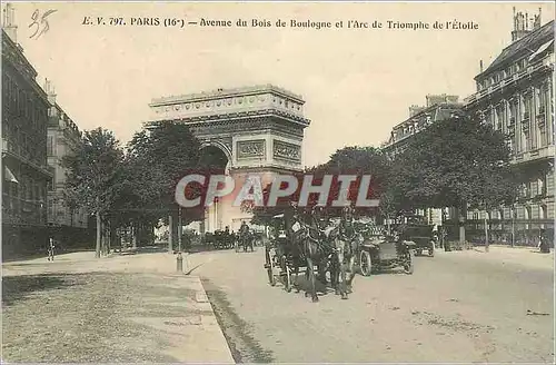 Cartes postales Paris Avenue du Bois de Boulogne et l'Arc de Triomphe de l'Etoile