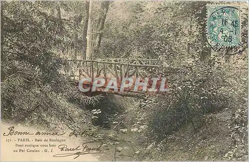 Cartes postales Paris Bois de Boulogne Pont rustique sous bois au Pre Catelan