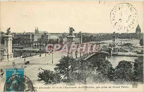 Cartes postales Paris Pont Alexandre III et de l'Esplanade des Invalides vue prise du Grand Palais