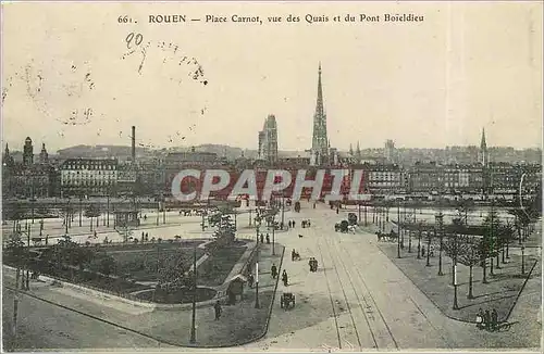 Cartes postales Rouen Place Carnot vue des Quais et du Pont Boieldieu