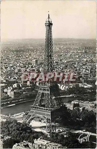 Cartes postales moderne Paris Vue aerienne de la Tour Eiffel la Seine et l'Arc de Triomphe de l'Etoile