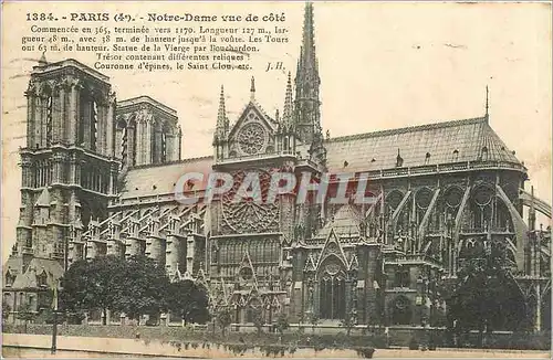 Cartes postales Paris Notre Dame vue de cote