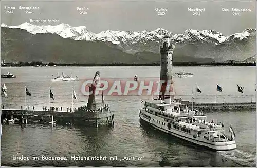 Cartes postales moderne Lindau im Bodensee Hafeneinfahrt mit Austria Bateau Phare