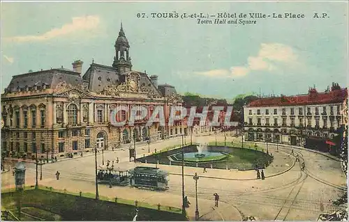 Cartes postales Tours - Hotel de Ville - La Place Tramway