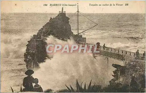 Cartes postales Biarritz Tempete au rocher de la Vierge