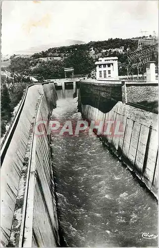 Moderne Karte Barrage de Genissiat (Ain) Canal evacuateur de crues et Batiment d'administration