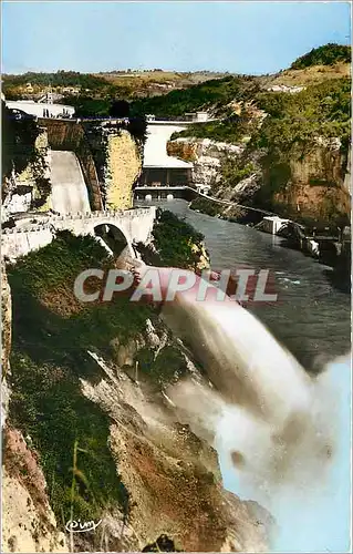 Cartes postales moderne Barrage de Genissiat (Ain) Vue d'ensemble - Canal evacuateur et Doucine