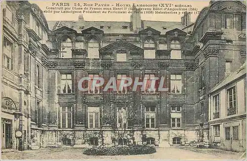Cartes postales Paris - Hotel Lamoignon Rue Pavee