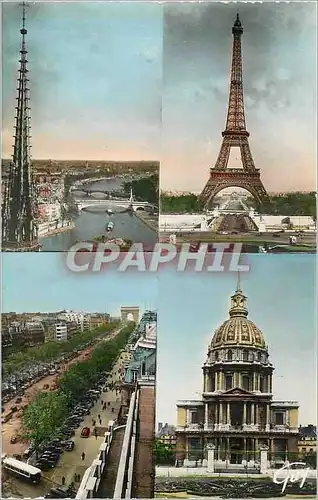 Cartes postales moderne Paris et ses Merveilles La Seine en amont de Notre Dame La Tour Eiffel l'avenue des Champs Elyse
