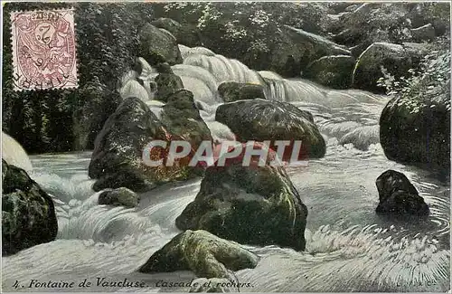 Cartes postales Fontaine de Vaucluse. Cascade et rochers