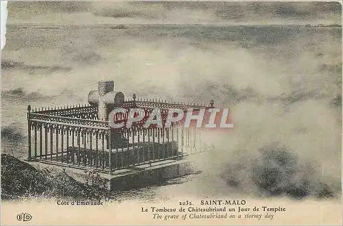 Cartes postales Saint-Malo Tombeau de Chateaubriand un Jour de Tempete