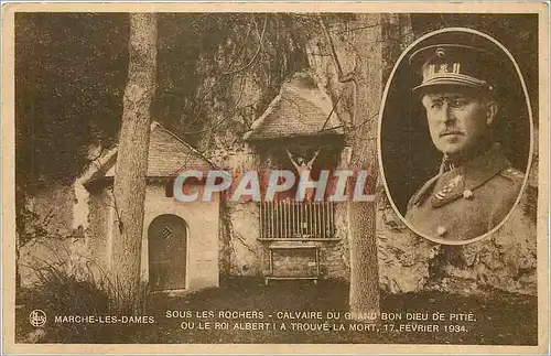 Ansichtskarte AK Marche-les-Dames Sous les rochers - Calvaire du Grand Bon Dieu de Pitie ou le Roi Albert I a tro