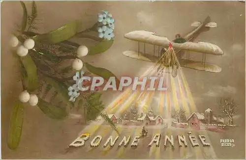 Cartes postales Bonne Annee Fleurs Avion Aviation