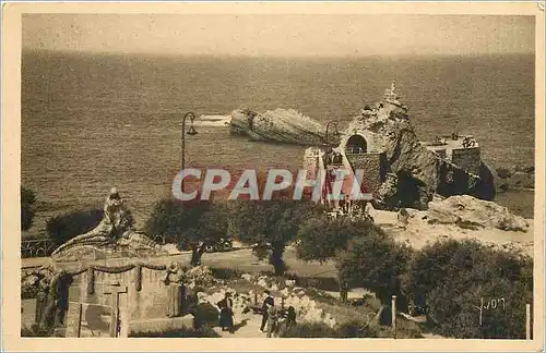 Ansichtskarte AK Biarritz Le Rocher de la Vierge vu du Semaphore