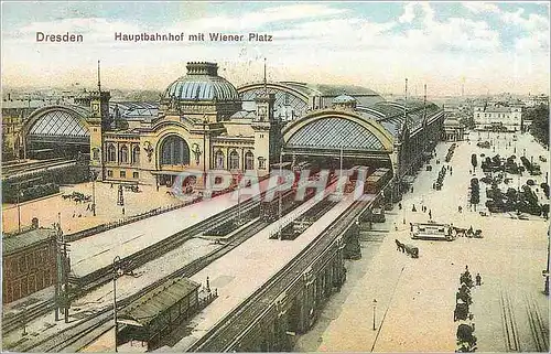 Cartes postales Dresden - Hauptbahnhof mit Wiener Platz Train