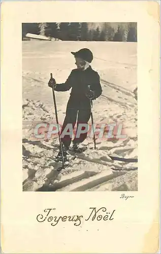 Cartes postales Joyeux Noel Enfant Ski