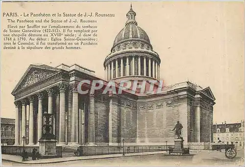 Ansichtskarte AK Paris - Le Pantheon et la Statue de J.J Rousseau