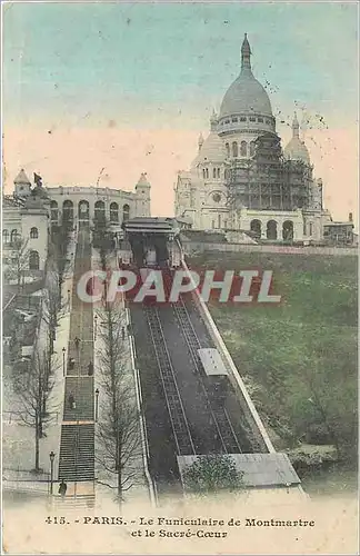 Cartes postales Paris - Le Funiculaire de Montmartre et le Sacre-Coeur