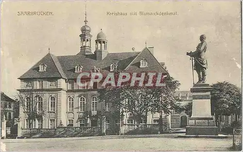 Cartes postales Saarbrucken Kreishaus mit Bismarckdenkmal