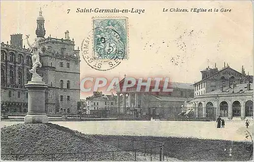 Cartes postales Saint-Germain-en-Laye Le Chateau l'Eglise et la Gare