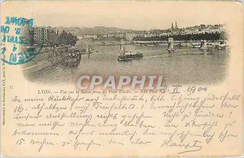 Ansichtskarte AK Lyon - Vue sur la Saone prisde du Pont Tilsitt Carte 1900 Bateau