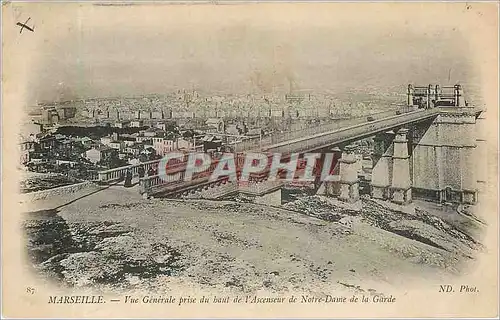 Cartes postales Marseille - Vue generale prise du haut de l'Ascenseur de Notre-Dame de la Garde