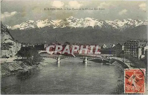 Cartes postales Grenoble - Les Quais et la Chaine des Alpes