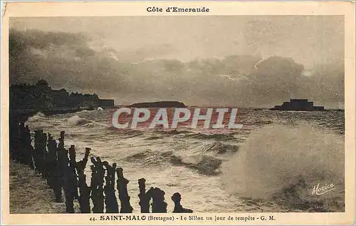 Cartes postales Saint-Malo - Le Sillon un jour de tempete