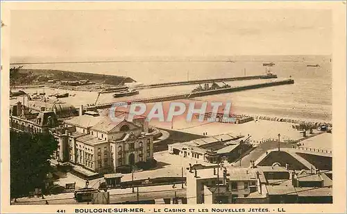 Cartes postales Boulogne-sur-Mer - Le Casino et les Nouvelles Jetees