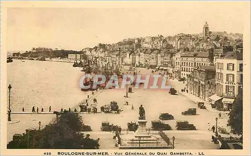 Cartes postales Boulogne-sur-Mer - Vue generale du Quai Gambetta Bateaux