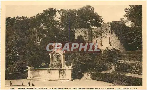 Cartes postales Boulogne-sur-Mer - Le Monument du Souvenir Francais et la Porte des Degres