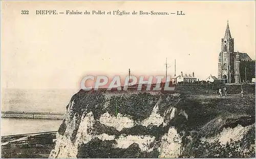 Cartes postales Dieppe - Falaise du Pollet et l'Eglise de Bon-Secours