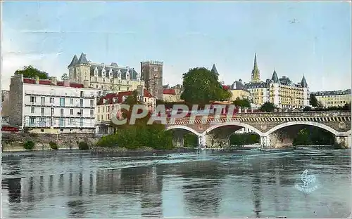 Moderne Karte Pau Vue panoramique Pont de Jurancon