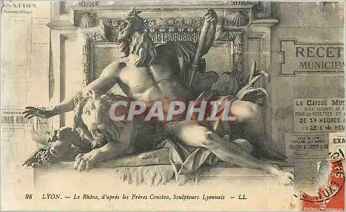 Cartes postales Lyon Le Rhone d'Apres les Freres Coustou Sculpteurs Lyonnais Lion