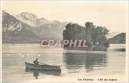 Cartes postales Lac d'Annecy L'Ile des Cygnes Barque Bateau