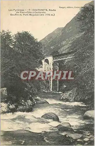 Cartes postales Cauterets Route de Pierrefitte a Cauterets Gouffre du Pont Mayabat