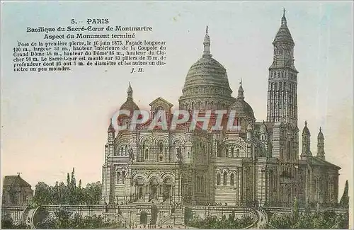 Cartes postales Paris Basilique du Sacre Coeur de Montmartre Aspect du Monument termine