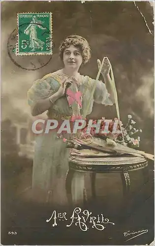 Cartes postales 1er Avril Femme