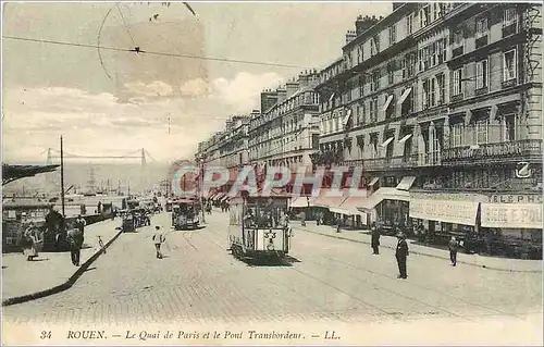 Ansichtskarte AK Rouen Le Quai de Paris et le Pont Transbordeur Tramway